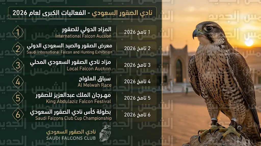 نادي الصقور السعودي يعلن رسمياً جدول فعالياته لعام 2026 ببرنامج يمتد لأكثر من 120 يوماً