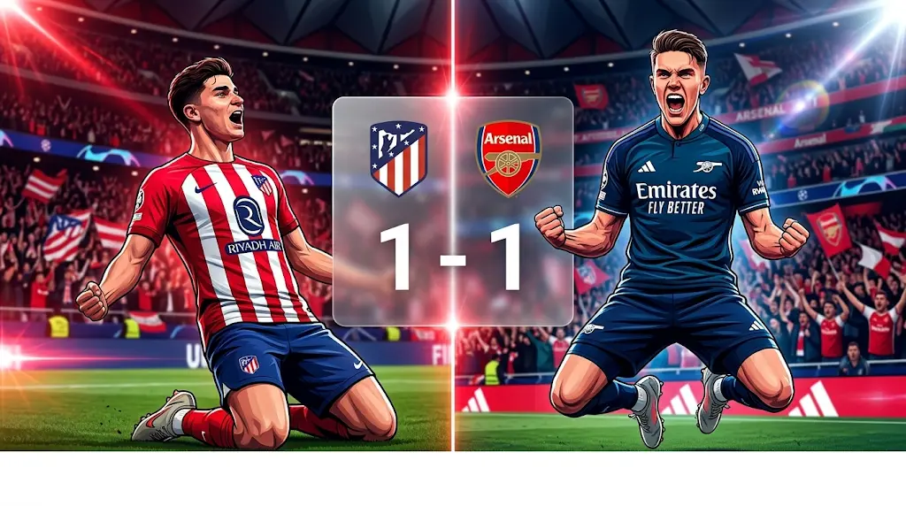نتيجة مباراة أتلتيكو مدريد وأرسنال (1-1) في دوري أبطال أوروبا 2026.. حسم التأهل يتأجل لموقعة لندن