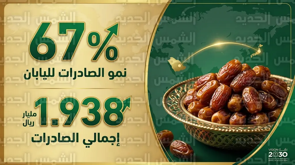 نمو قياسي في صادرات التمور السعودية إلى اليابان بنسبة 67% وقيمة المبيعات العالمية تتجاوز 1.9 مليار ريال