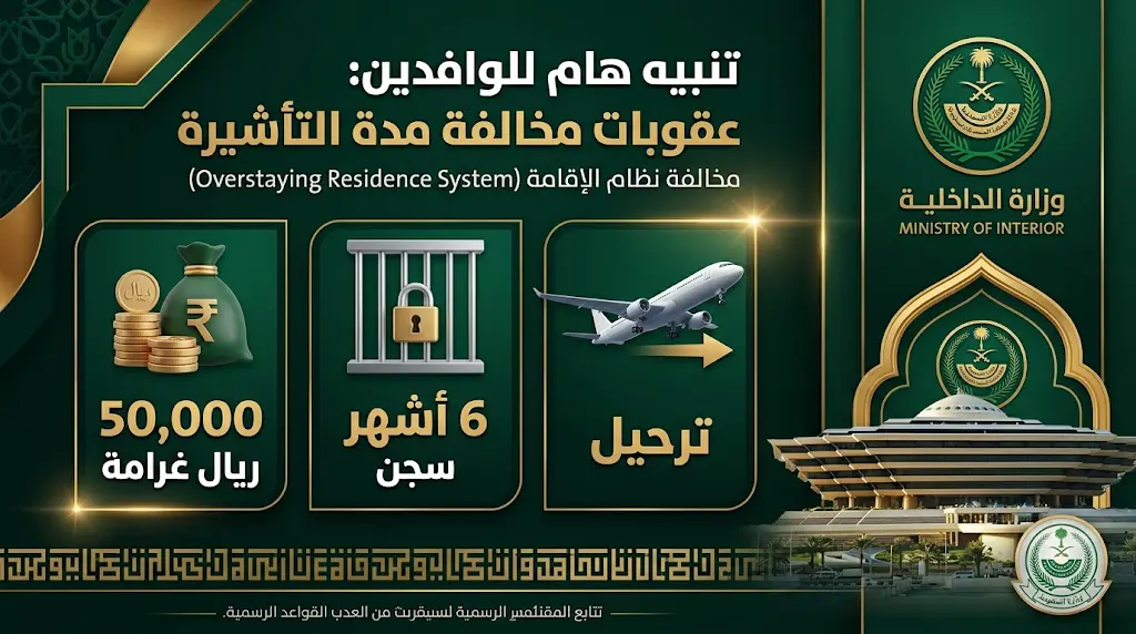 وزارة الداخلية السعودية تحذر الوافدين من تجاوز مدة التأشيرة وتكشف عن عقوبات تصل للسجن والترحيل