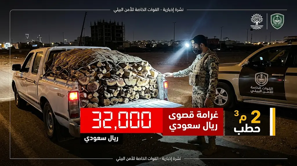 32 ألف ريال غرامة.. الأمن البيئي يضبط مواطناً لنقله مترين مكعبين من "الحطب المحلي" في الرياض