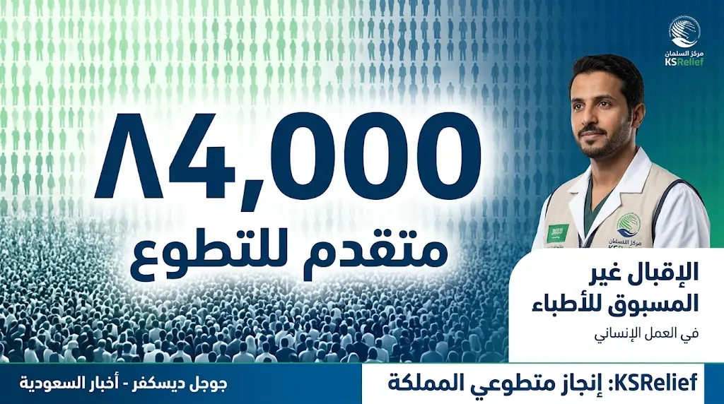 84 ألف متقدم.. مركز الملك سلمان للإغاثة يسجل إقبالاً تاريخياً للتطوع بقيادة الأطباء.
