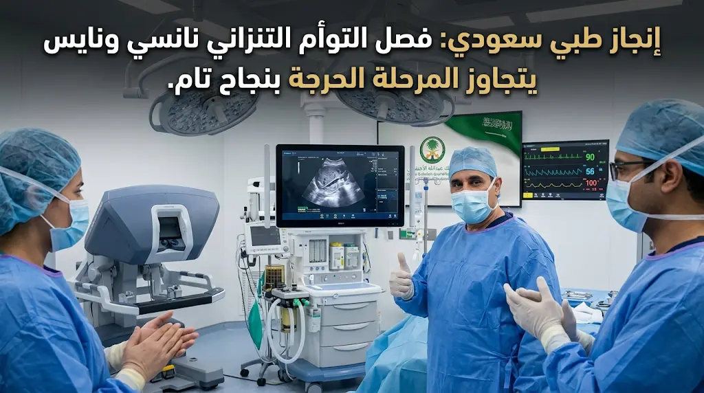 إنجاز طبي سعودي جديد يُضاف للسجل: فصل التوأم "نانسي ونايس" يتجاوز المرحلة الحرجة بنجاح تام.