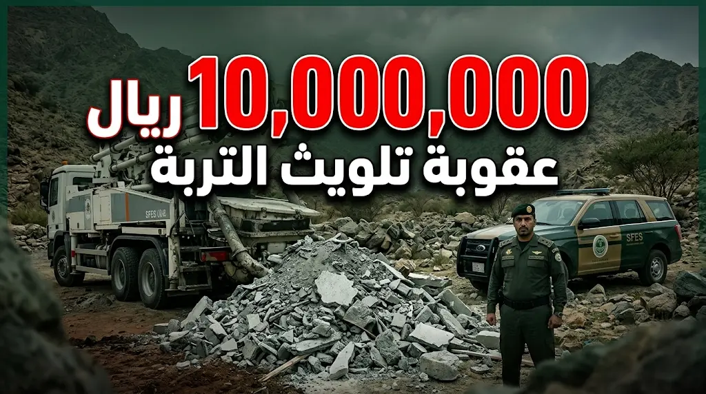 الأمن البيئي يضبط مقيماً في عسير.. غرامة تصل إلى 10 ملايين ريال عقوبة تلويث التربة بالخرسانة