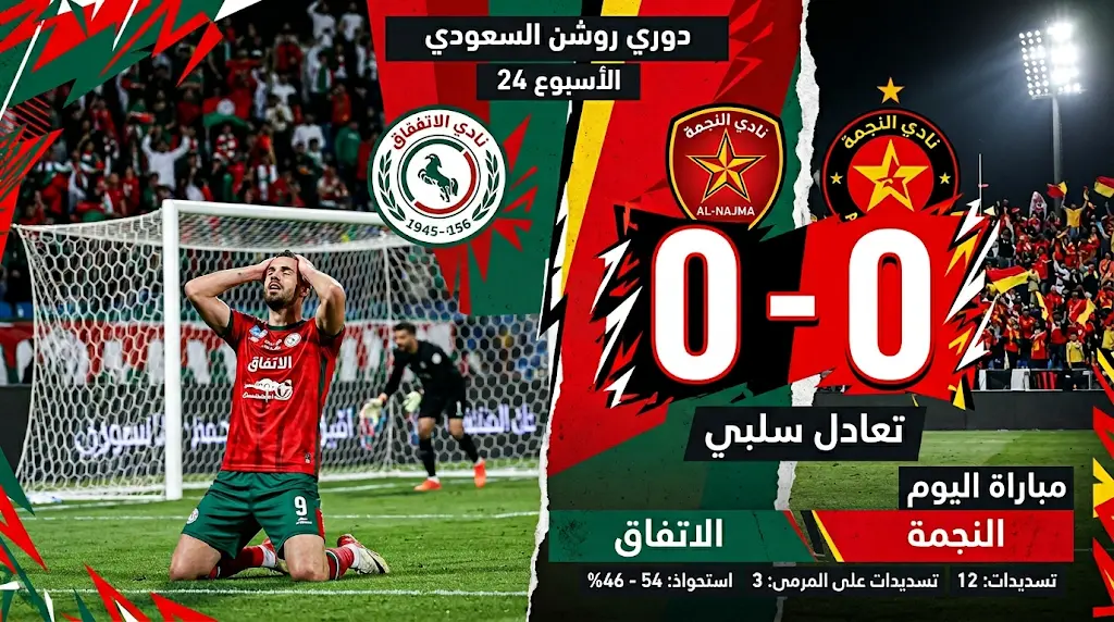 الاتفاق يفشل في فك شفرة دفاع النجمة ويهدر نقطتين ثمينتين في الجولة 31.