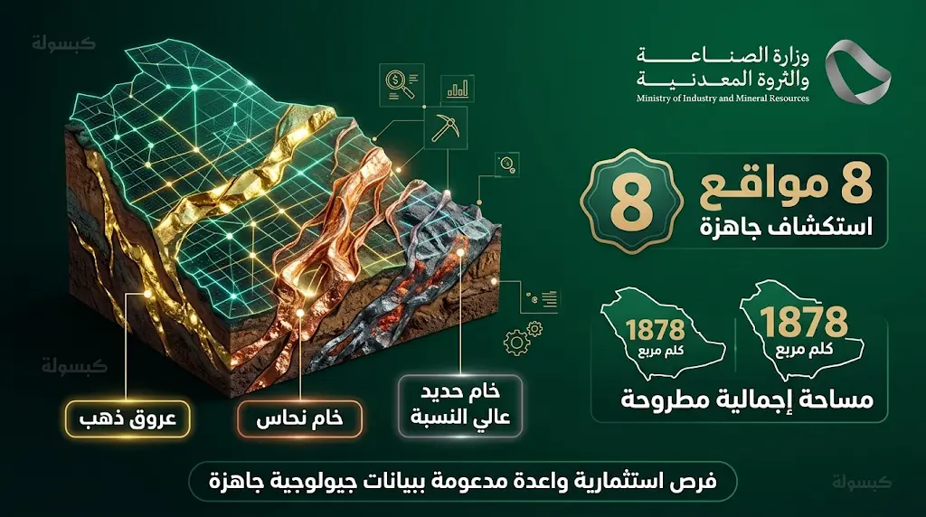 الذهب والنحاس وخام الحديد: تفاصيل المنافسة على 8 مواقع تعدينية سعودية بمساحة تتجاوز 1878 كلم مربع