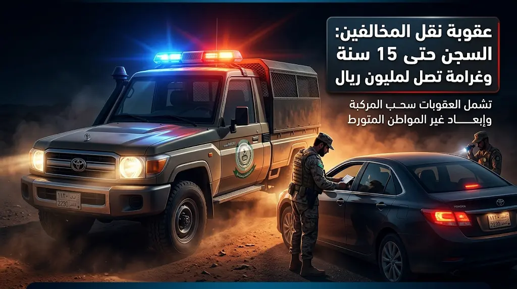 السجن 15 عاماً وغرامة مليون ريال.. المجاهدون يحذرون من نقل مخالفي أمن الحدود بعد ضبط مواطن بـ 8 أشخاص.