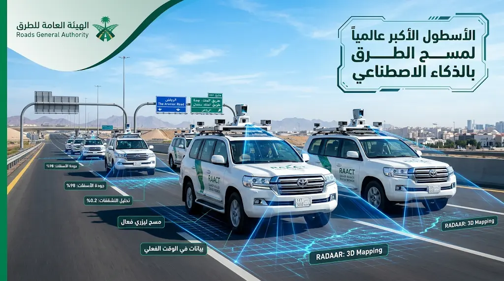 السعودية تطلق الأسطول الأكبر عالمياً لمسح وتقييم الطرق بـ 18 معدة تعمل بالذكاء الاصطناعي