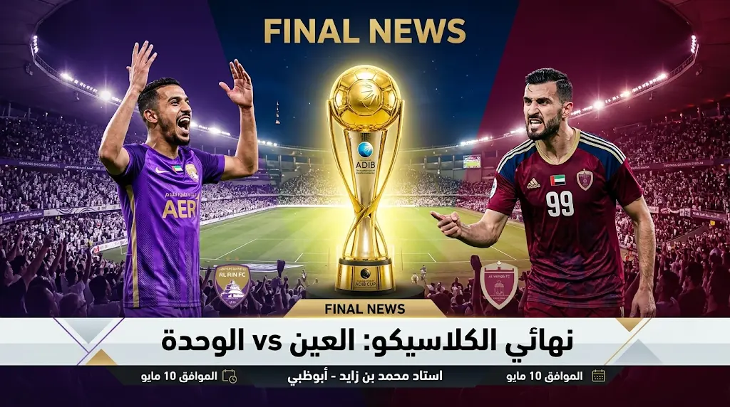 القنوات الناقلة لمباراة العين والوحدة اليوم في نهائي كأس مصرف أبوظبي الإسلامي 2026 والموعد