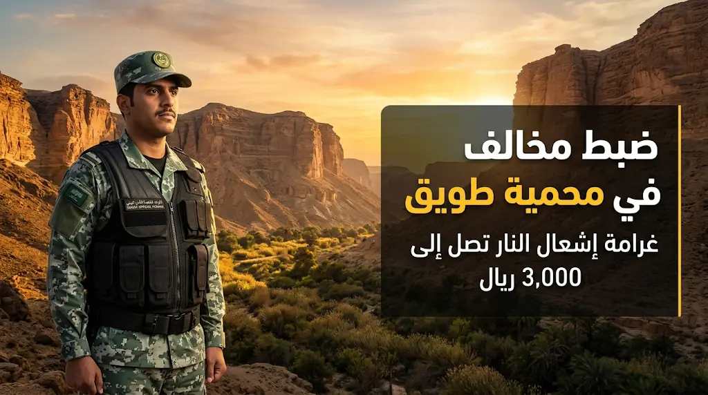 القوات الخاصة للأمن البيئي تضبط مواطناً لإشعاله النار في مواقع غير مخصصة بمحمية طويق