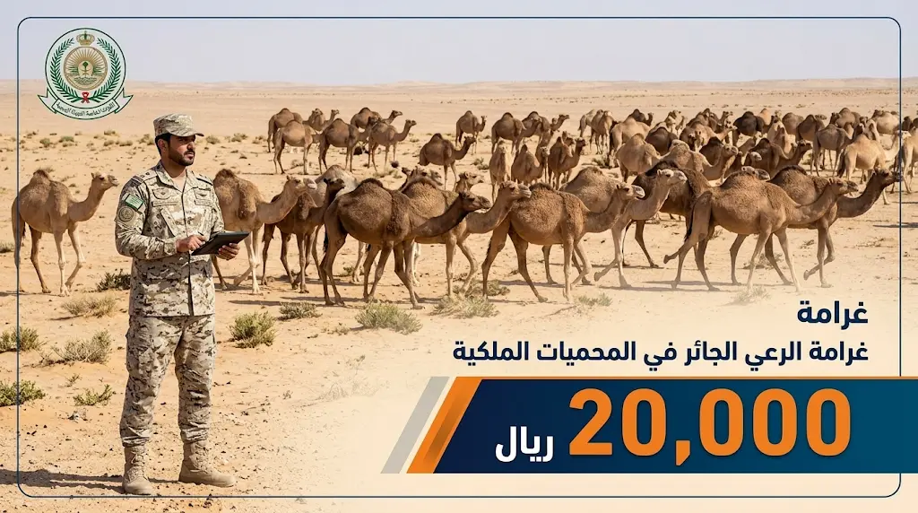القوات الخاصة للأمن البيئي تضبط مواطناً وتغرمه 20 ألف ريال لرعيه 40 متناً من الإبل بمحمية ملكية