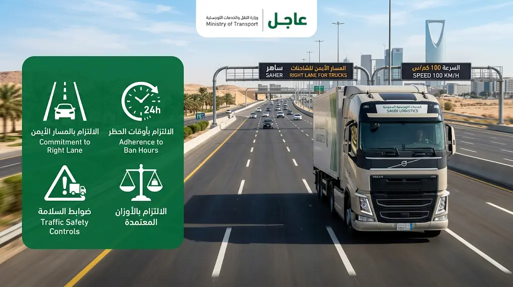 المرور السعودي يحدد ضوابط صارمة لسير الشاحنات والمعدات الثقيلة ويرصد المخالفات بالأنظمة التقنية الحديثة