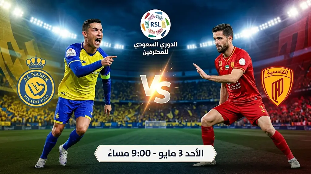 النصر ضد القادسية في دوري روشن 2026: الموعد والقنوات الناقلة وتشكيل الفريقين المتوقع