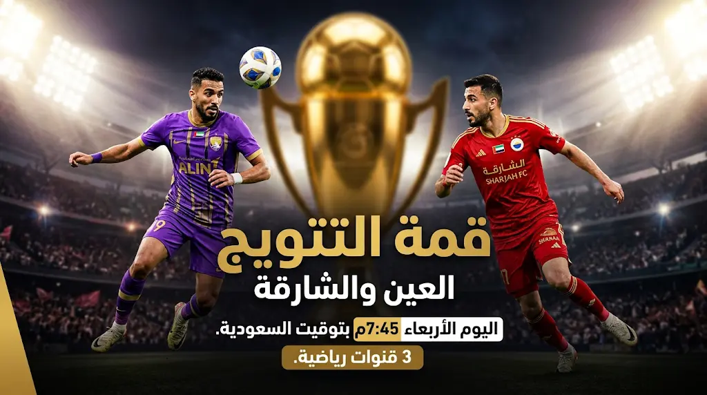 اليوم.. القنوات الناقلة لمباراة العين ضد الشارقة في الجولة 24 من دوري أدنوك للمحترفين 2026 وموعد التتويج