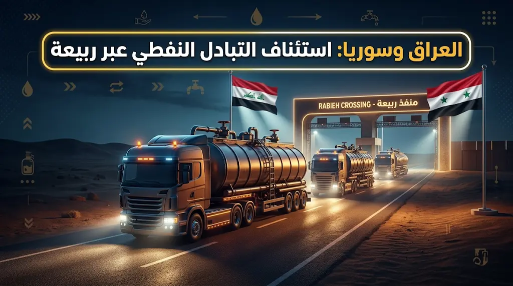 بغداد تدشن مرحلة جديدة من التبادل التجاري النفطي عبر منفذ ربيعة البري.