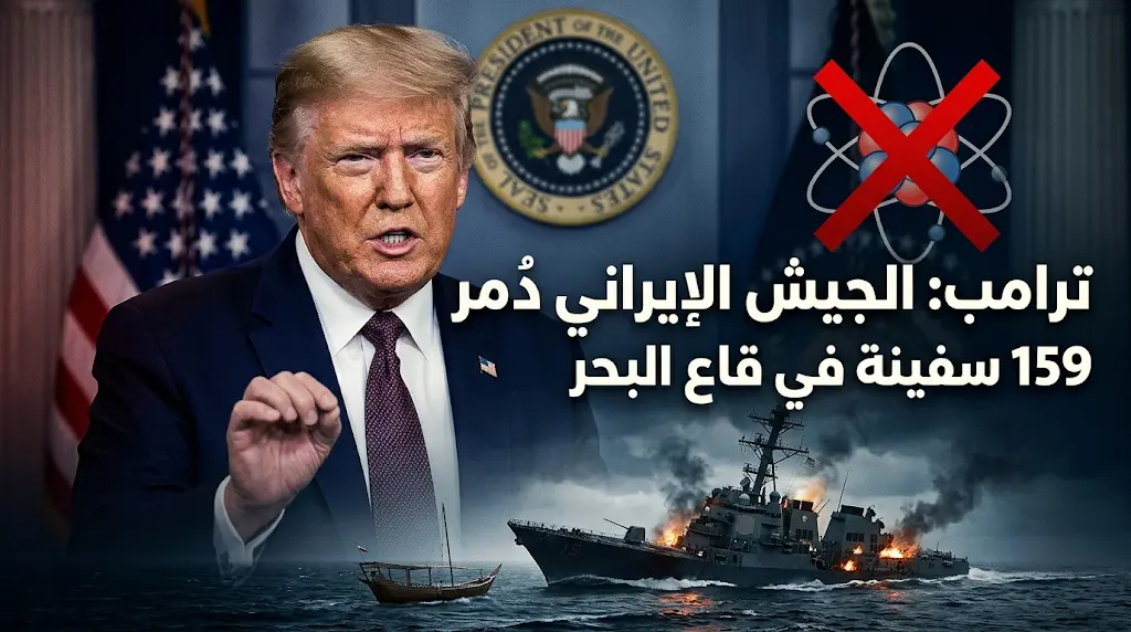 ترامب: دمرنا الجيش الإيراني بالكامل.. 159 سفينة في قاع البحر ولا قوة جوية لطهران