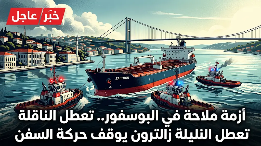تركيا تعلن إيقاف حركة السفن في مضيق البوسفور بالاتجاهين إثر عطل فني في ناقلة بضائع