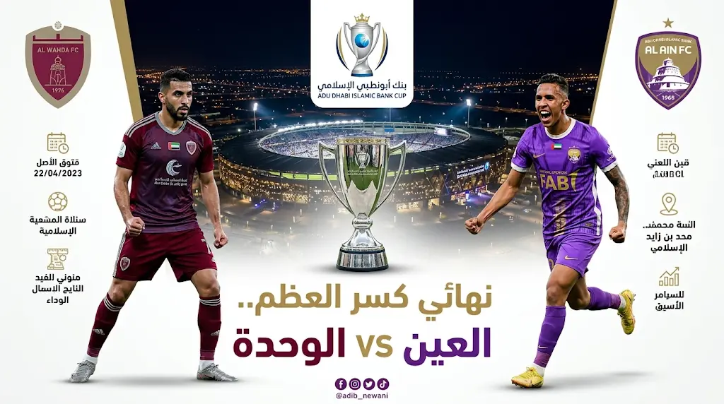 تشكيل العين ضد الوحدة اليوم في نهائي كأس مصرف أبو ظبي الإسلامي 2026 والموعد والقنوات الناقلة