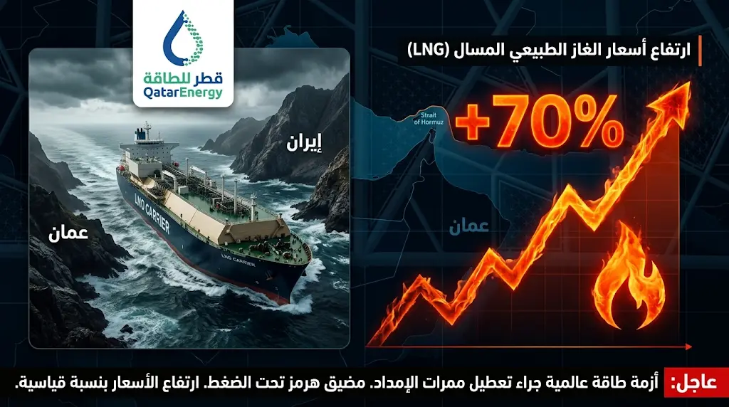 تمديد "القوة القاهرة" القطري يدفع أسعار الغاز العالمية للقفز 70% مع تعطل خُمس الإمدادات
