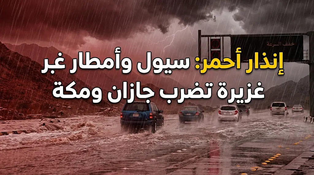 جازان وعسير والباحة ومكة تحت "الإنذار الأحمر": توقعات بأمطار غزيرة وسيول وزخات برد اليوم