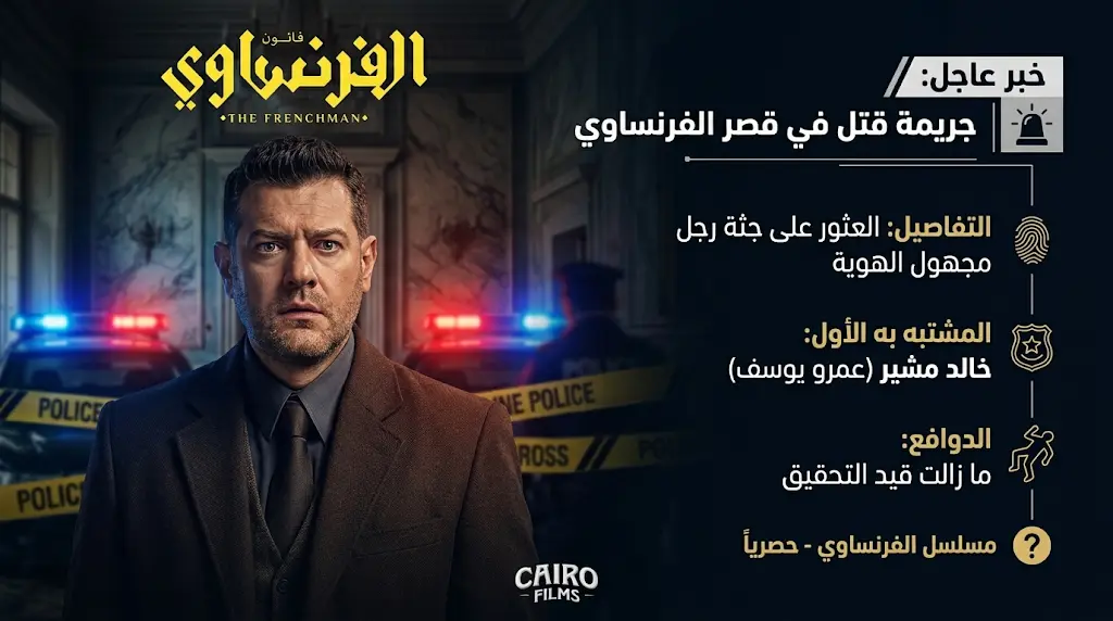 جثة غامضة في منزل عمرو يوسف تقلب موازين الأحداث في مسلسل الفرنساوي الحلقة الثالثة