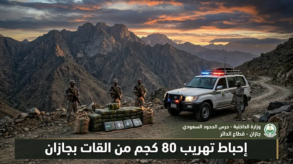 حرس الحدود بجازان يحبط محاولة تهريب 80 كيلوجراماً من نبات القات في قطاع الدائر