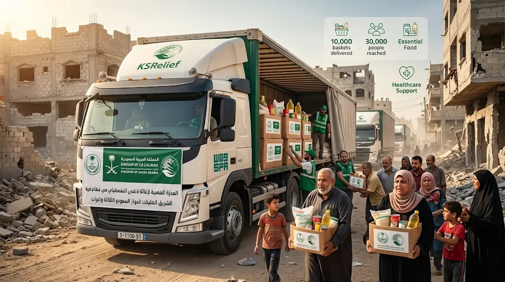 دعم متجدد وموقف ثابت.. السعودية تواصل إغاثة الشعب الفلسطيني بقافلة جديدة لوسط غزة