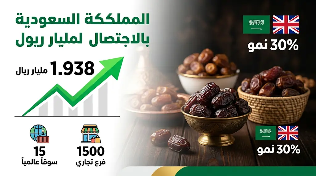 صادرات التمور السعودية تحقق قفزة غير مسبوقة وتصل إلى 1.938 مليار ريال وتنتشر في 1500 فرع عالمي