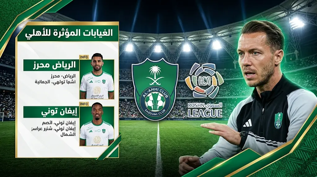 غياب رياض محرز و4 ركائز عن قائمة الأهلي لمواجهة الأخدود في دوري روشن