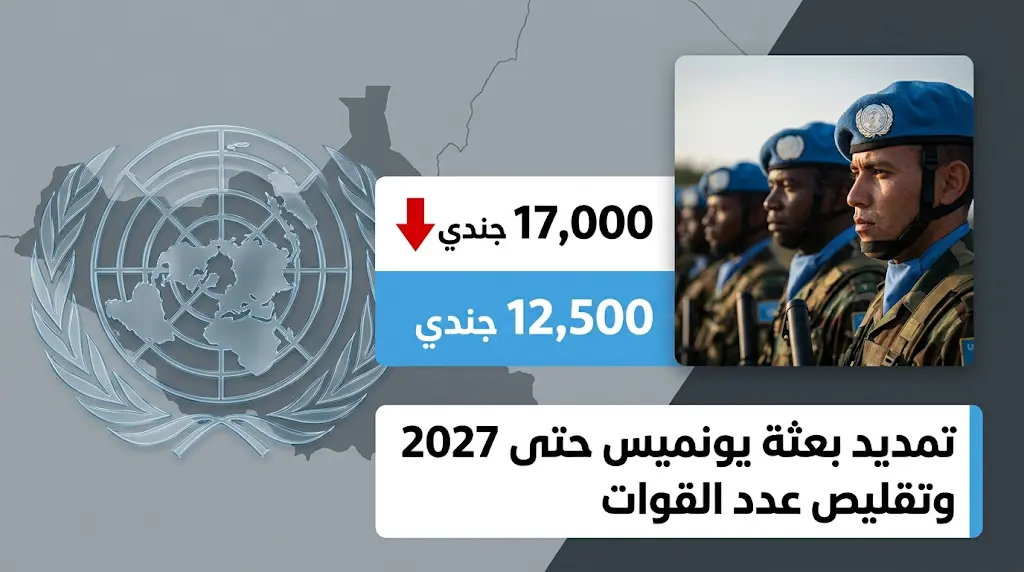 قرار أممي يقضي بخفض عدد قوات حفظ السلام في جنوب السودان وتمديد بعثة يونميس حتى أبريل 2027