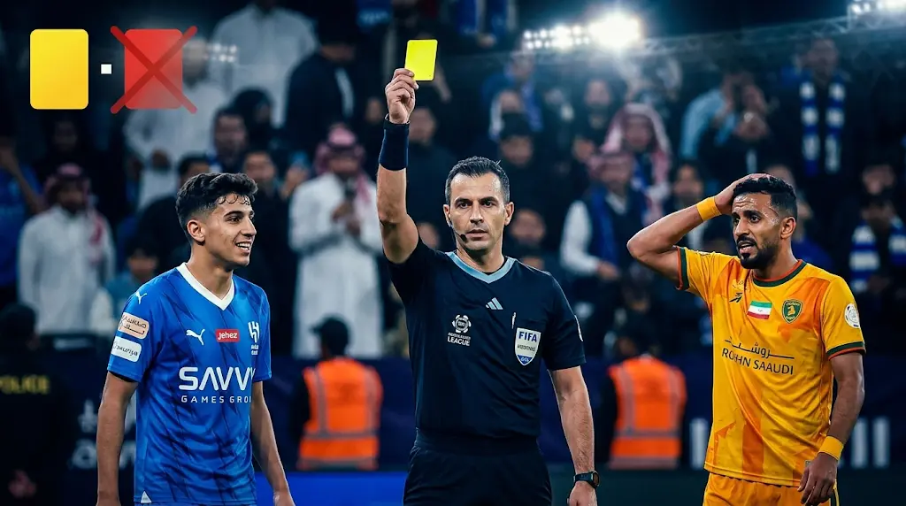 لماذا نجى مدافع الهلال من الطرد المباشر؟.. خبير تحكيمي يكشف سر صحة قرار حكم مباراة الخليج.