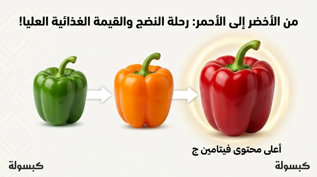 ليس اختلاف أنواع.. تسلسل ألوان الفلفل الحلو يكشف مراحل نضجه الكامل