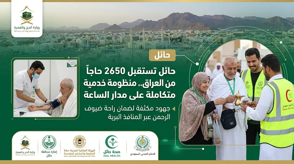 مدينة الحجاج بحائل تستقبل 2650 حاجاً من جمهورية العراق لموسم حج 1447هـ