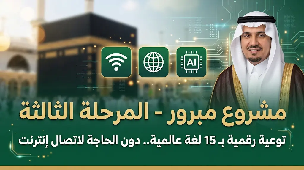 مشروع مبرور يوظف الذكاء الاصطناعي لخدمة ضيوف الرحمن بـ 15 لغة عالمية دون الحاجة لإنترنت
