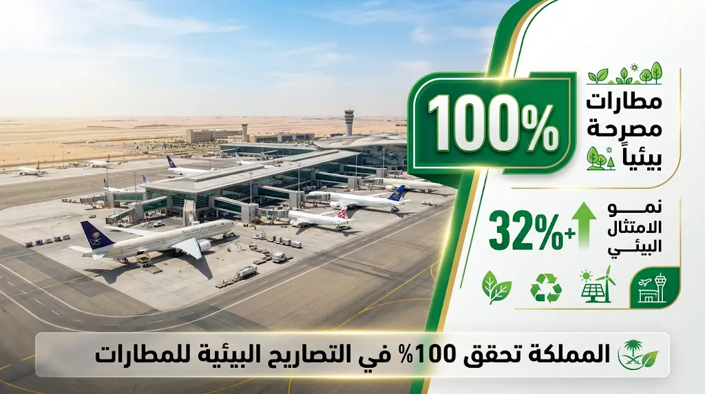 منجز وطني جديد.. جميع المطارات السعودية تحصل على التصاريح البيئية وارتفاع نسبة الامتثال بالمملكة لـ 32%