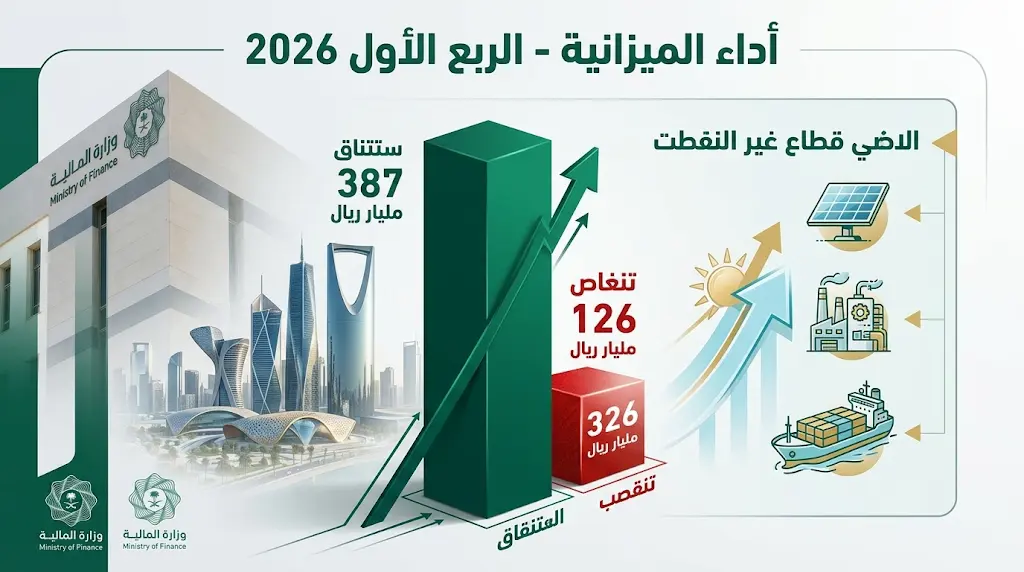 ميزانية الربع الأول 2026: الإنفاق الحكومي يسجل 387 مليار ريال وعجز مالي بـ 126 ملياراً