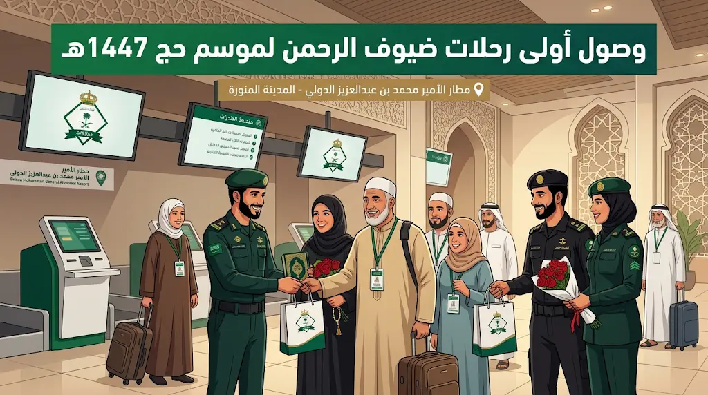 وصول أولى رحلات حجاج المغرب إلى مطار المدينة المنورة لبدء موسم حج 1447هـ