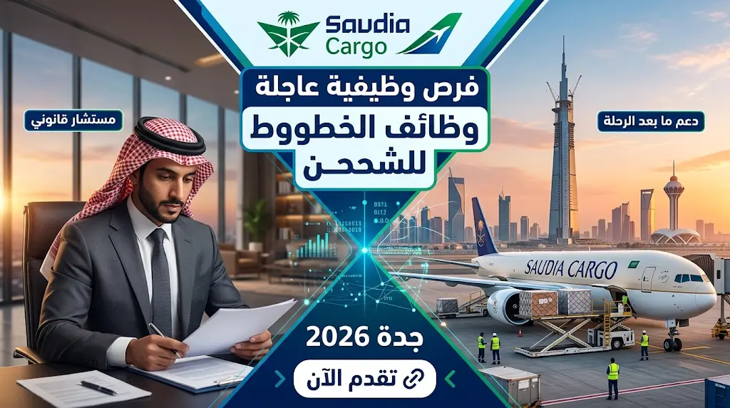 وظائف الخطوط السعودية للشحن 2026: مطلوب مستشار قانوني أول ومسؤول دعم رحلات في المقر الرئيسي بجدة.